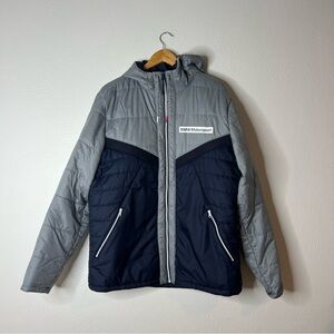 PUMA BMW Motorsport Men's Padded Hooded Jacket Zip Front Gray Black Size XL